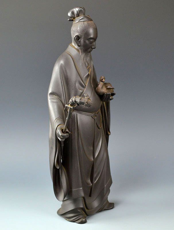 Exquisite Bronze Figure, Du Fu by Yamamoto Junmin