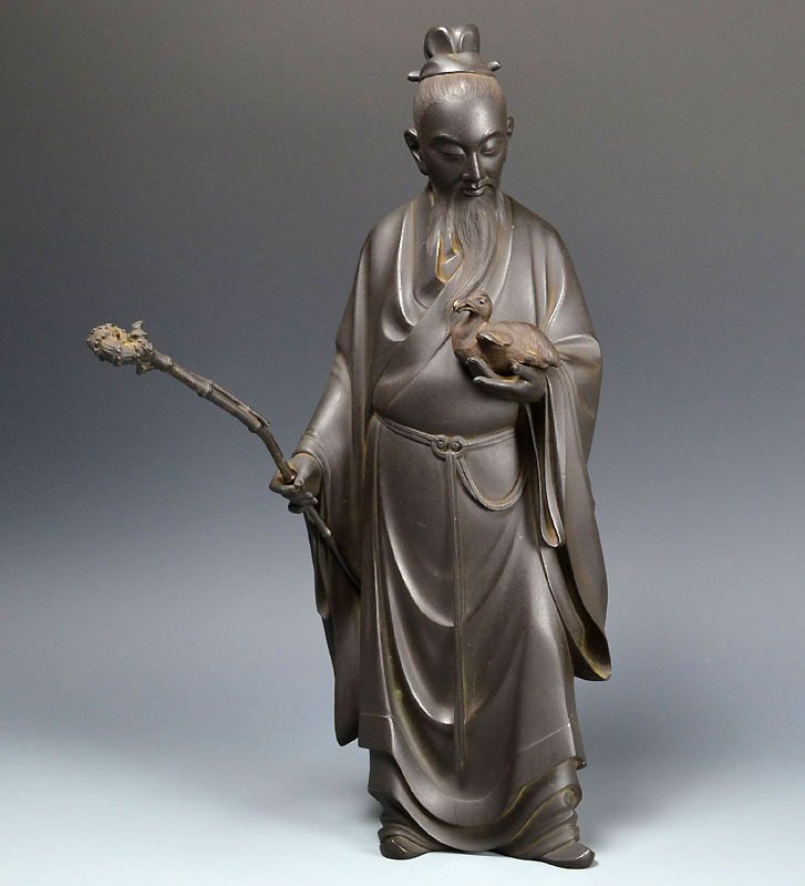 Exquisite Bronze Figure, Du Fu by Yamamoto Junmin