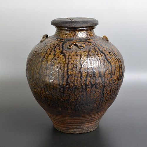 Superb Edo p. Tamba Cha-Tsubo Tea Leaf Storage Jar