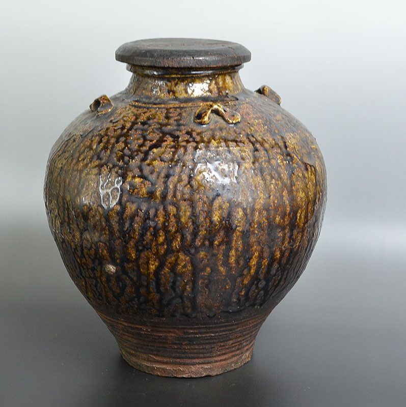 Superb Edo p. Tamba Cha-Tsubo Tea Leaf Storage Jar