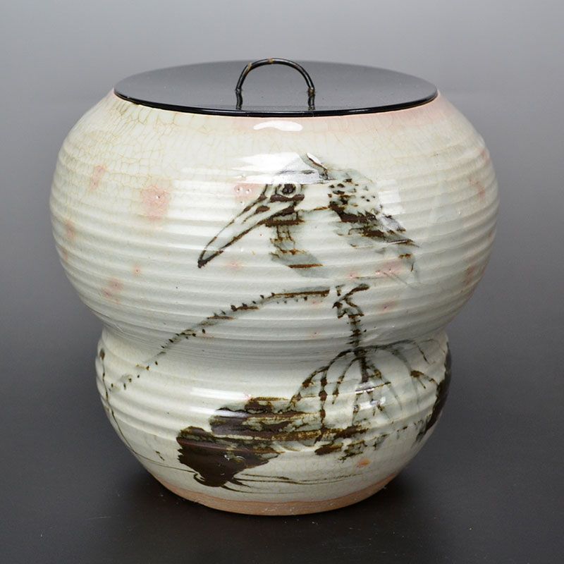 Mizusashi Water Jar with Kingfisher by Dohachi