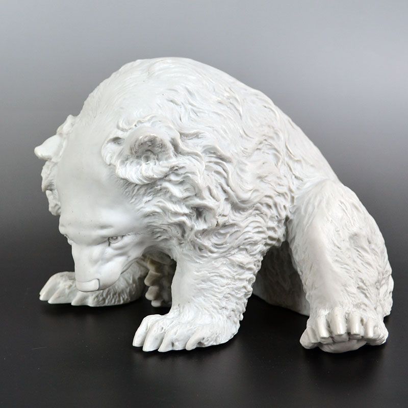 Banko-yaki Sculpture, White Porcelain Bear