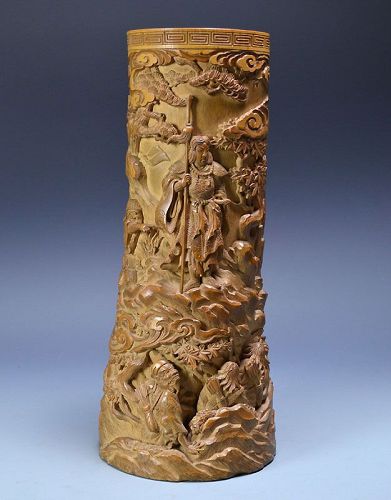 Unbelievable Antique Japanese Carved Bamboo Vase