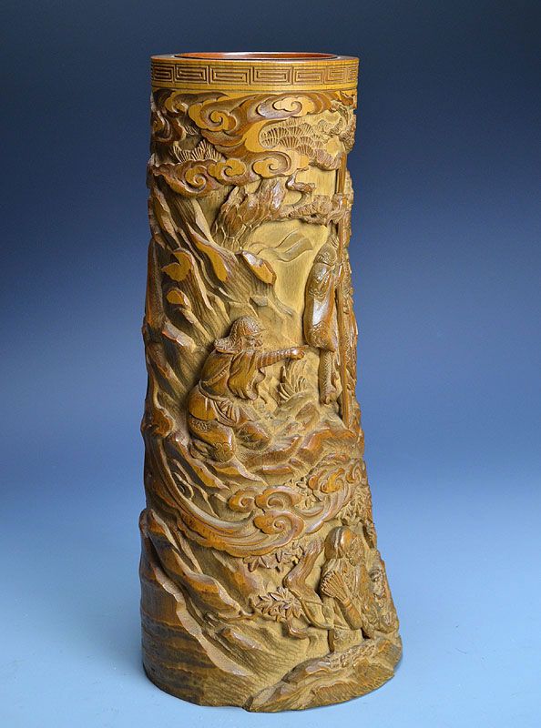 Unbelievable Antique Japanese Carved Bamboo Vase