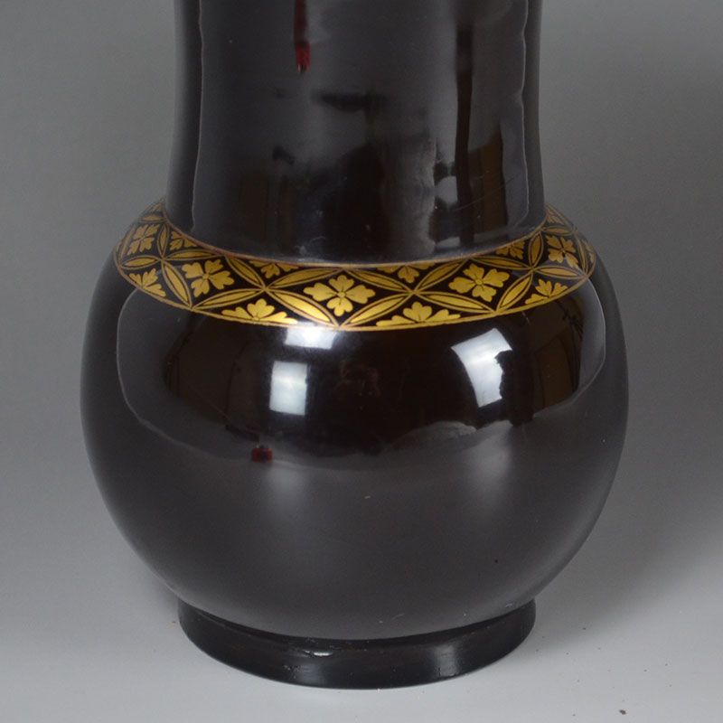 Rare! Antique Toyoraku Lacquered Pottery Usubata Vase