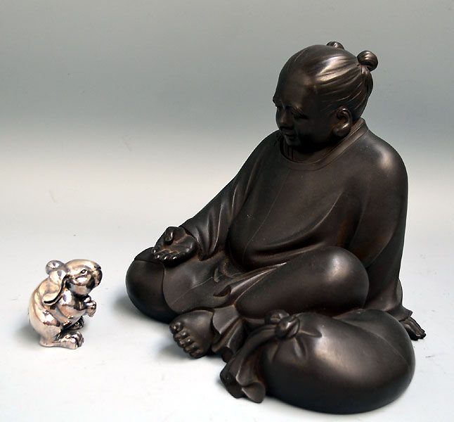 Large Bronze Figure of O-kuninushi by Oshima Joun