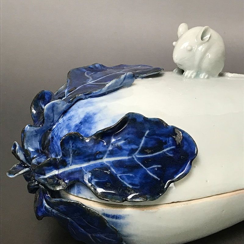 Fabulous Antique Imari Porcelain Radish &amp; Mouse Dish