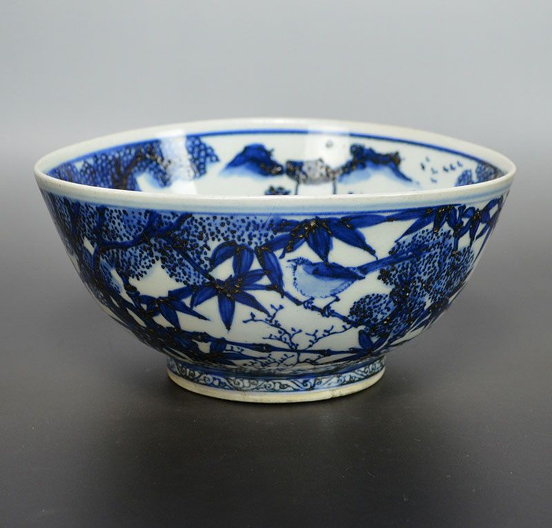 Rare! Seifu Yohei II large Sometsuke Porcelain Bowl