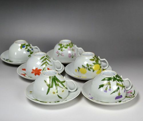 Rare Seifu Yohei III Porcelain Tea Cup Set