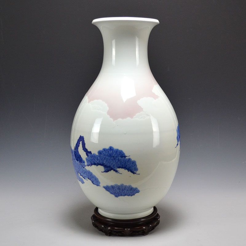 Important Porcelain Vase with Cranes by Seifu Yohei III