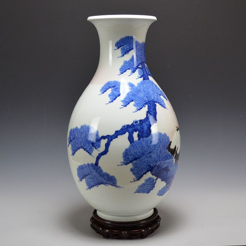 Important Porcelain Vase with Cranes by Seifu Yohei III
