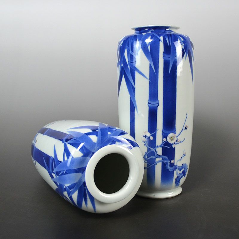 Pair Miyagawa (Makuzu) Kozan I Porcelain Plum Blossom Vases