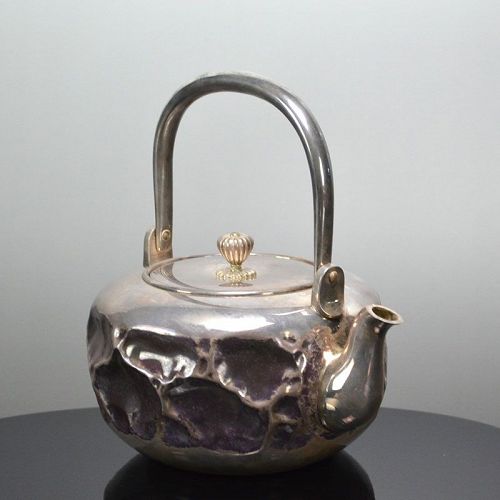 Exquisite Antique Japanese Solid Silver Tea Pot