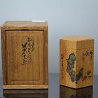 Sencha Wooden Pentagonal Chatsubo Tea Container