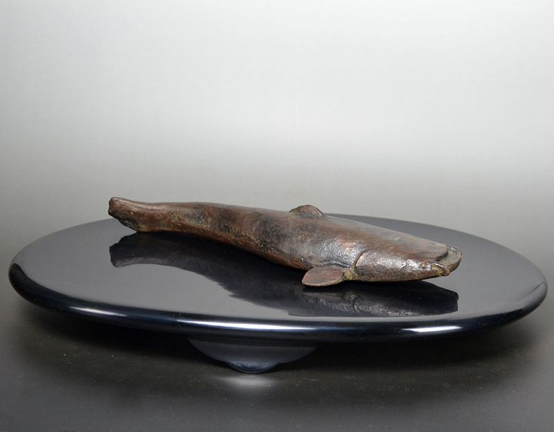 Mid-century Japanese Bronze Catfish Okimono, Kome Jiichi