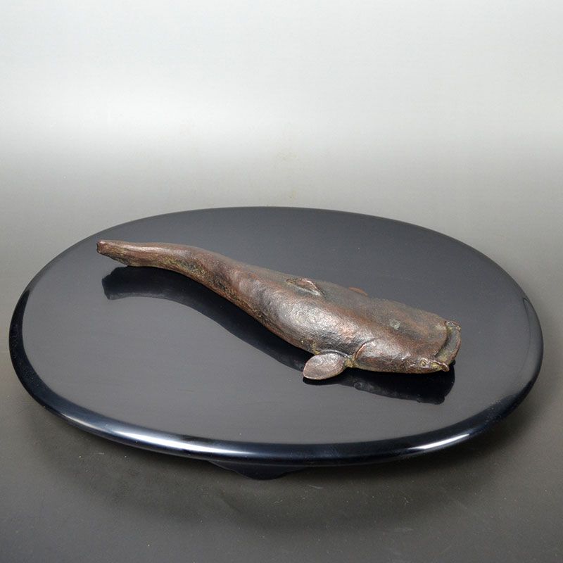 Mid-century Japanese Bronze Catfish Okimono, Kome Jiichi