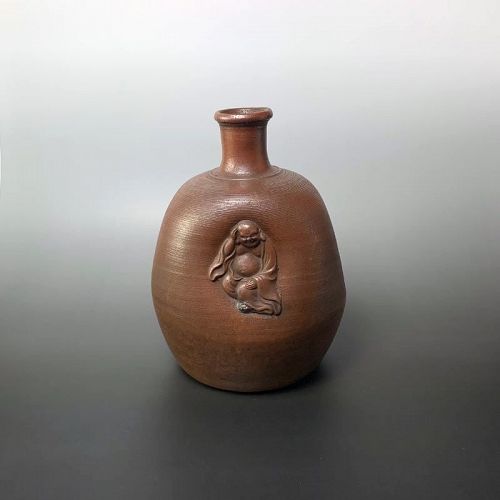 Antique Japanese Bizen Hotei Tokkuri Vase