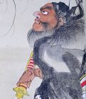 Shoki and Demons, antique Japanese painted scroll