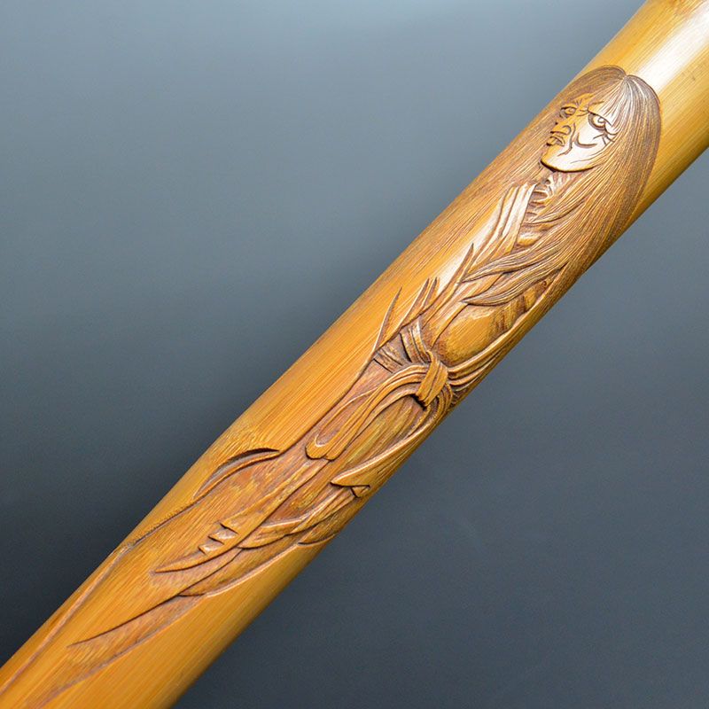 Ghost Carved Bamboo Incense container by Matetsu