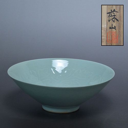 Exquisite Celadon Antique Chawan Tea Bowl by Suwa Sozan I
