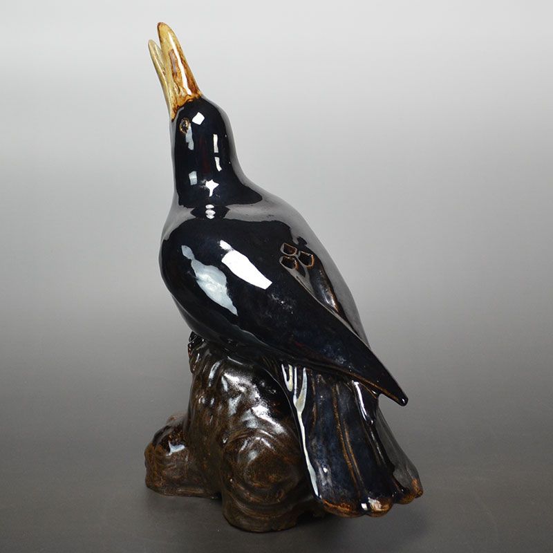 Antique Crow Okimono by Imperial Artist Suwa Sozan I