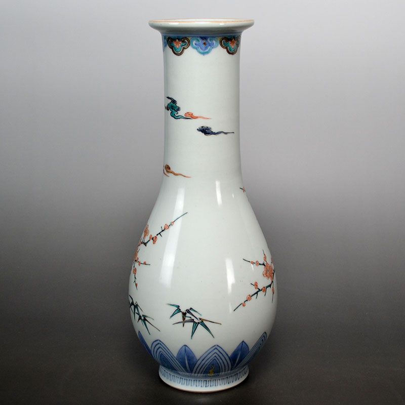 Imperial Artist Suwa Sozan I Kutani Porcelain Plum Vase