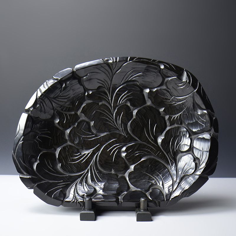 Modern Japanese Kamakura Carved & Lacquered Tray, Hakkodo