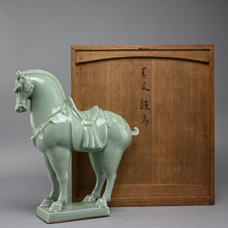 Antique Japanese Porcelain Horse by Miyanaga Tozan I