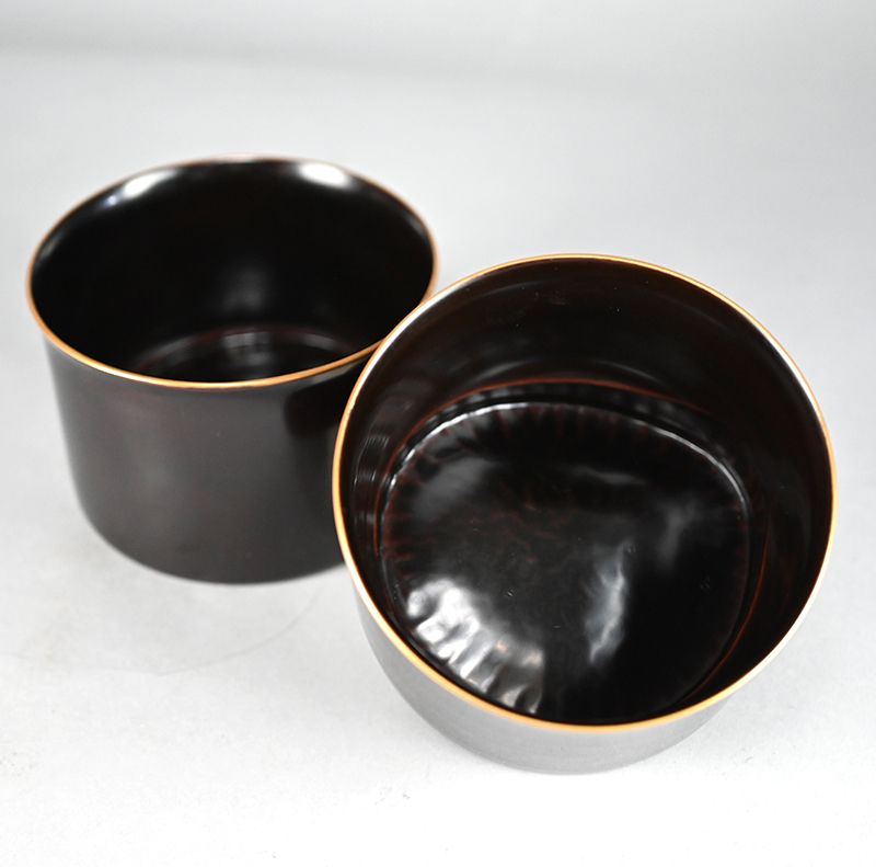 Antique Japanese Lacquered Haisen Bamboo Bowl Set
