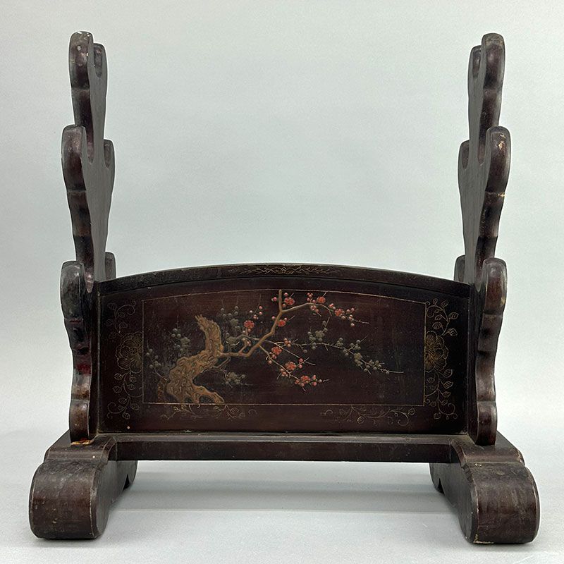 Antique Japanese Katana Kake Sword Stand with Plum Design