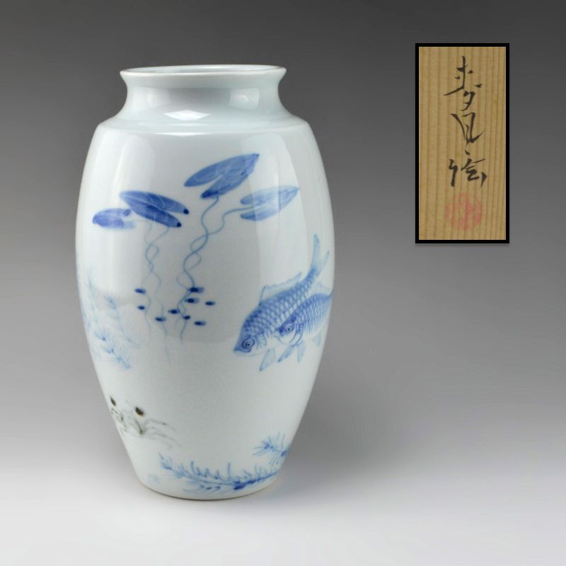 Ono Bakufu Porcelain Vase Painted with Fish