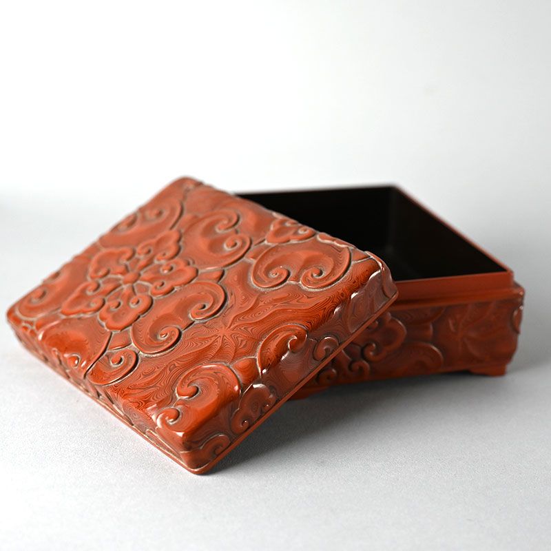 Antique Japanese Carved Lacquer Box by Ishii Yusuke