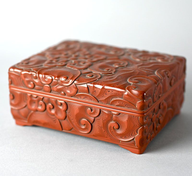 Antique Japanese Carved Lacquer Box by Ishii Yusuke