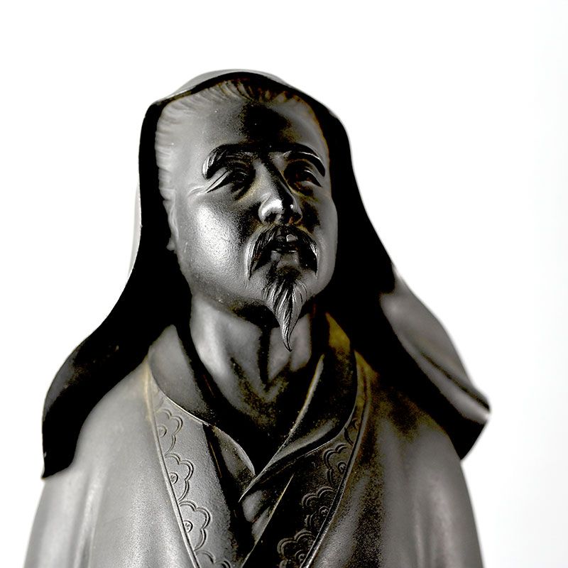 Antique Bronze Okimono, Chinese Sage signed Kiyoshi