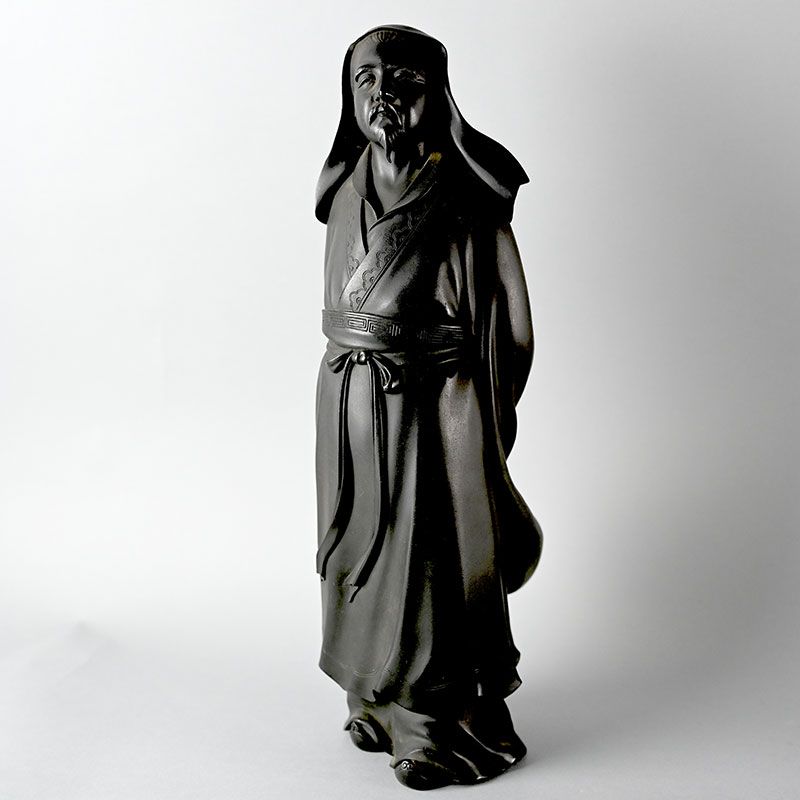 Antique Bronze Okimono, Chinese Sage signed Kiyoshi