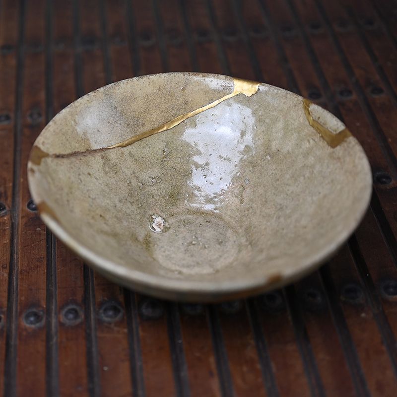 Kamakura era Kintsugi Japanese Hira-chawan Tea Bowl