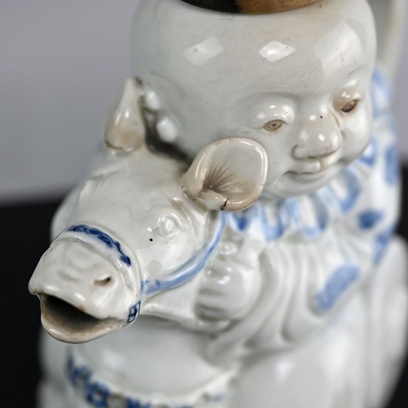 Antique Imari Porcelain Sake-Ewer, Boy on Horse
