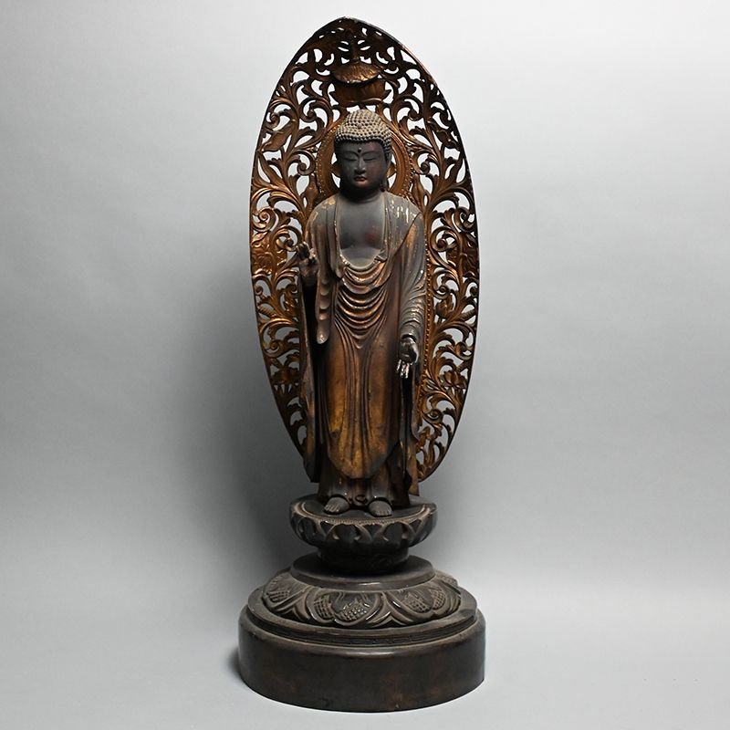 Edo period Standing Amida Japanese Buddhist Image