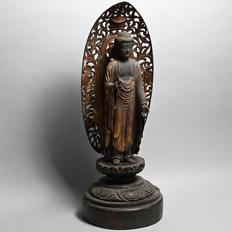 Edo period Standing Amida Japanese Buddhist Image