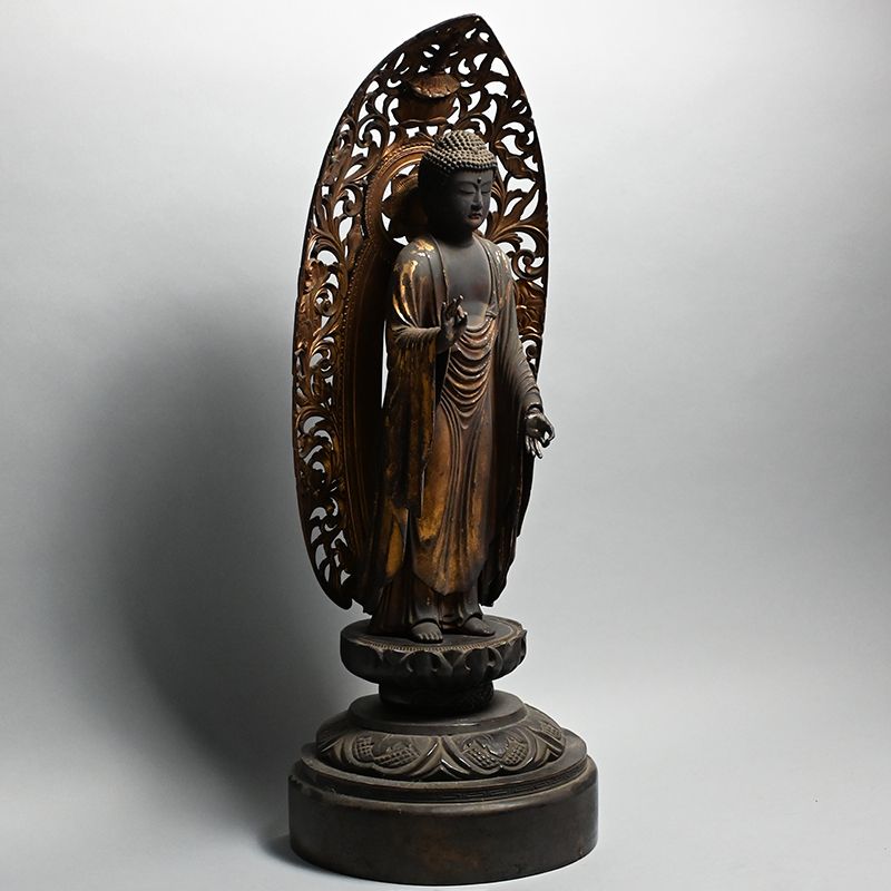 Edo period Standing Amida Japanese Buddhist Image