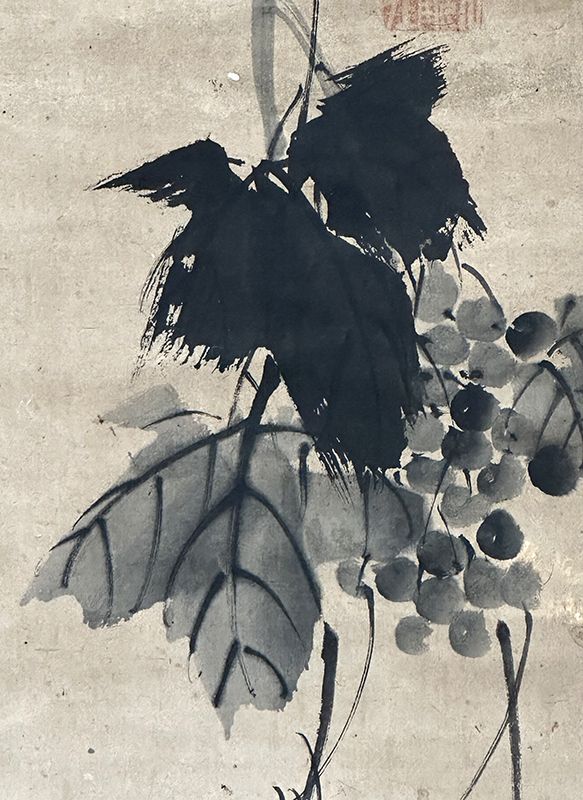 Edo period Painting of Grapes by Tenryu Dojin