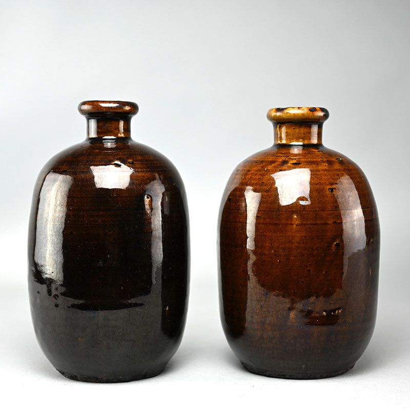 18th c. Mikawachi Yaki Ceramic Bottles by Imamura Joen