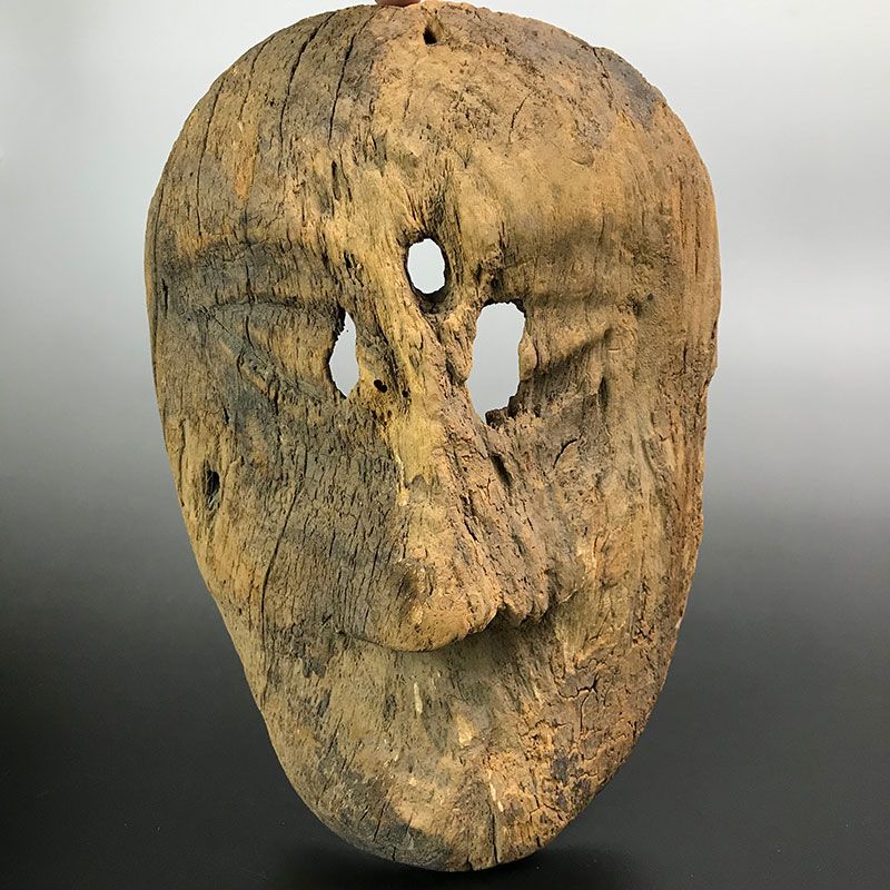 Ancient Carved Japanese Wooden Mask