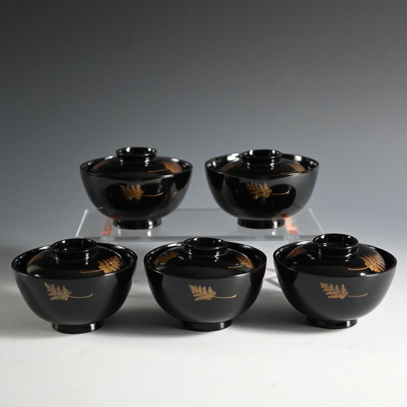 Antique set of Toyoraku Style Lacquered Porcelain Bowls