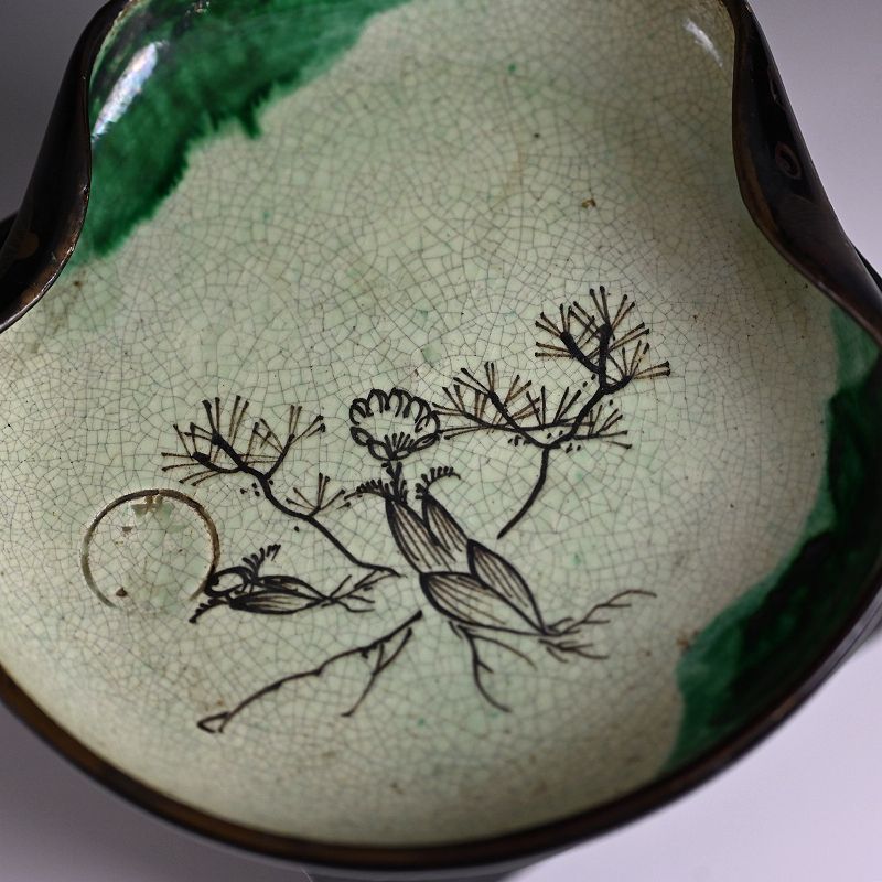 Antique Toyoraku Lacquered Pottery Dish