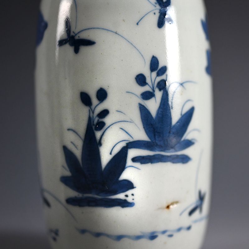 Pair Exquisite Antique Japanese Blue &amp; White Porcelain Bottles