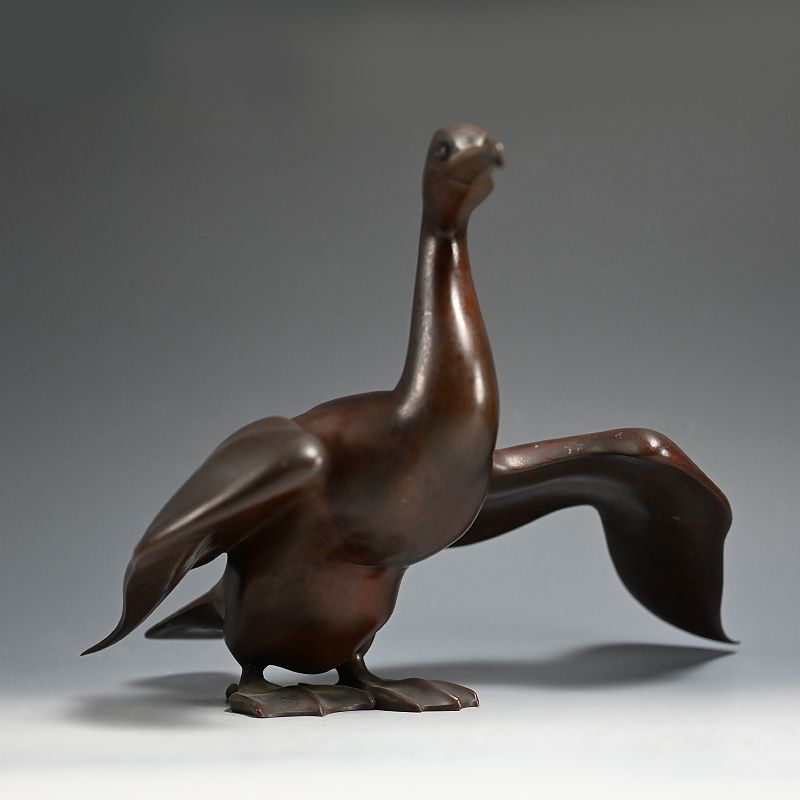 Fabulous Bronze Okimono of a Cormorant