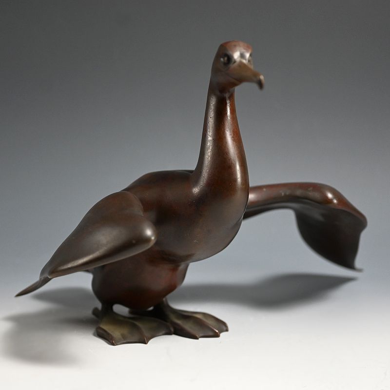 Fabulous Bronze Okimono of a Cormorant