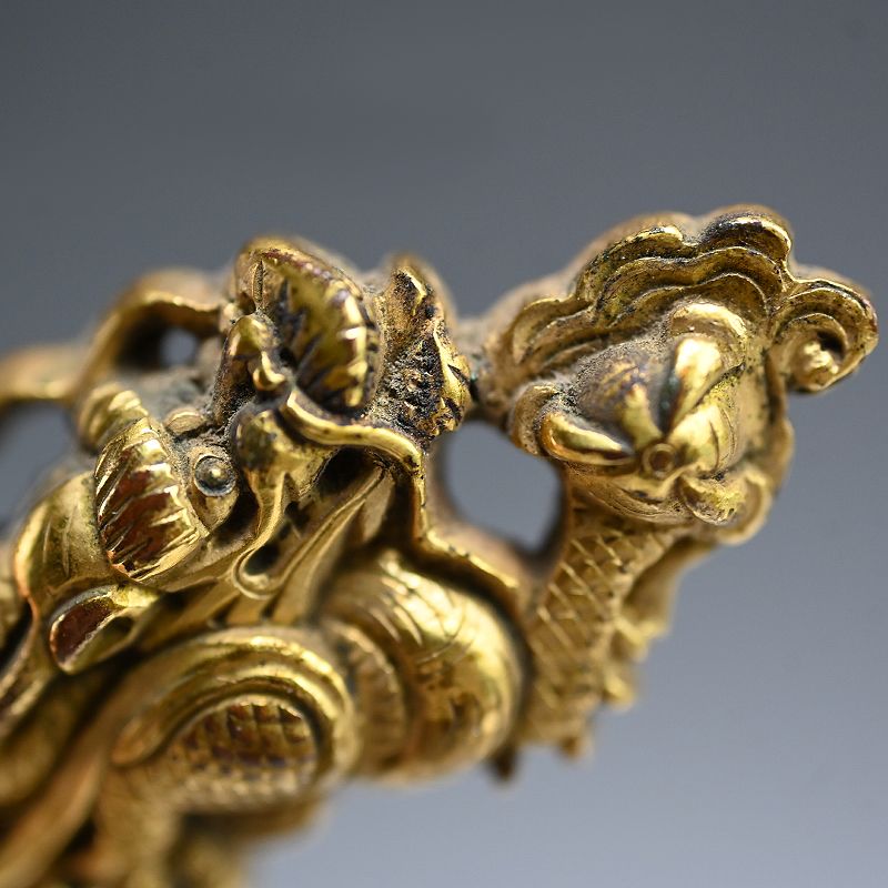 Fabulous Edo period Gilded Bronze Dragon Menuki