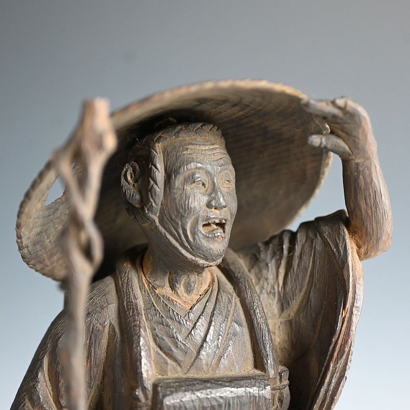 Tuschiya Yasuchika, 19th c. Wood carving, Wandering Priest